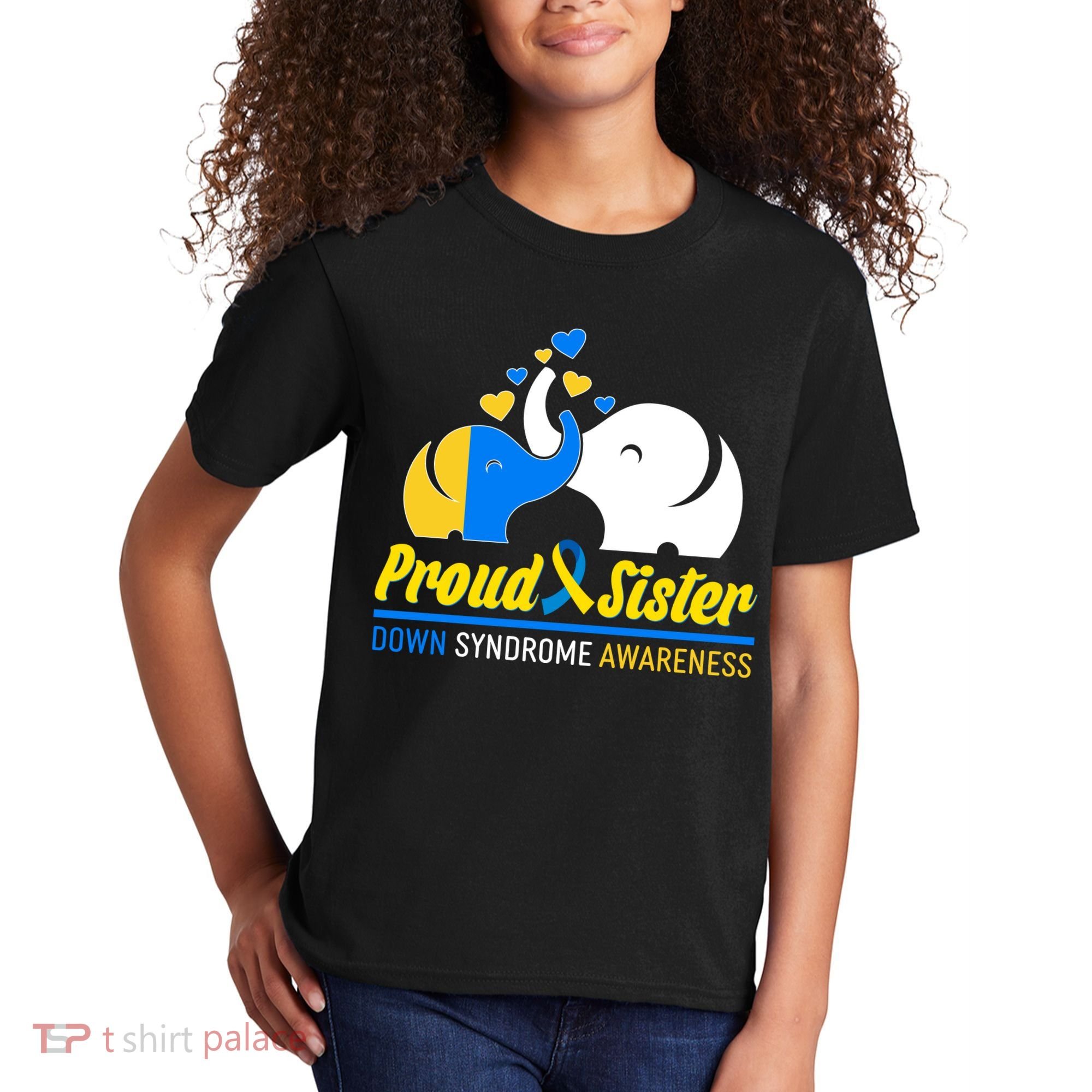 Proud Sister Down Syndrome Awareness Elephants Kids T-Shirt
