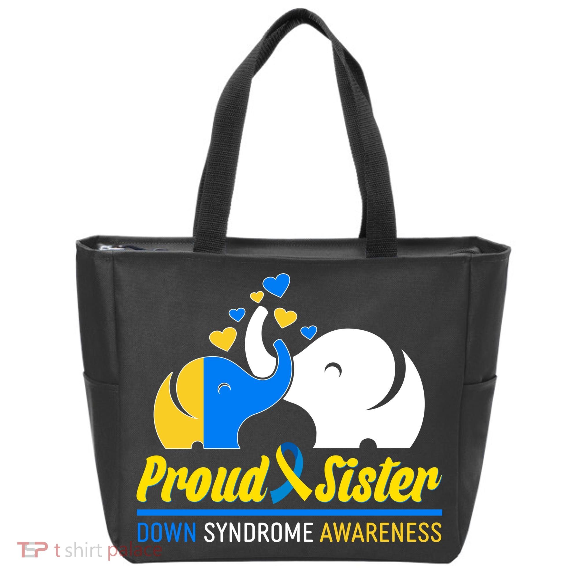 Proud Sister Down Syndrome Awareness Elephants Tote Bag