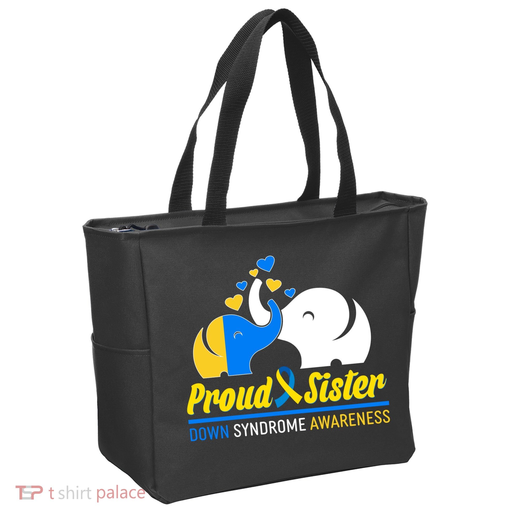 Proud Sister Down Syndrome Awareness Elephants Tote Bag