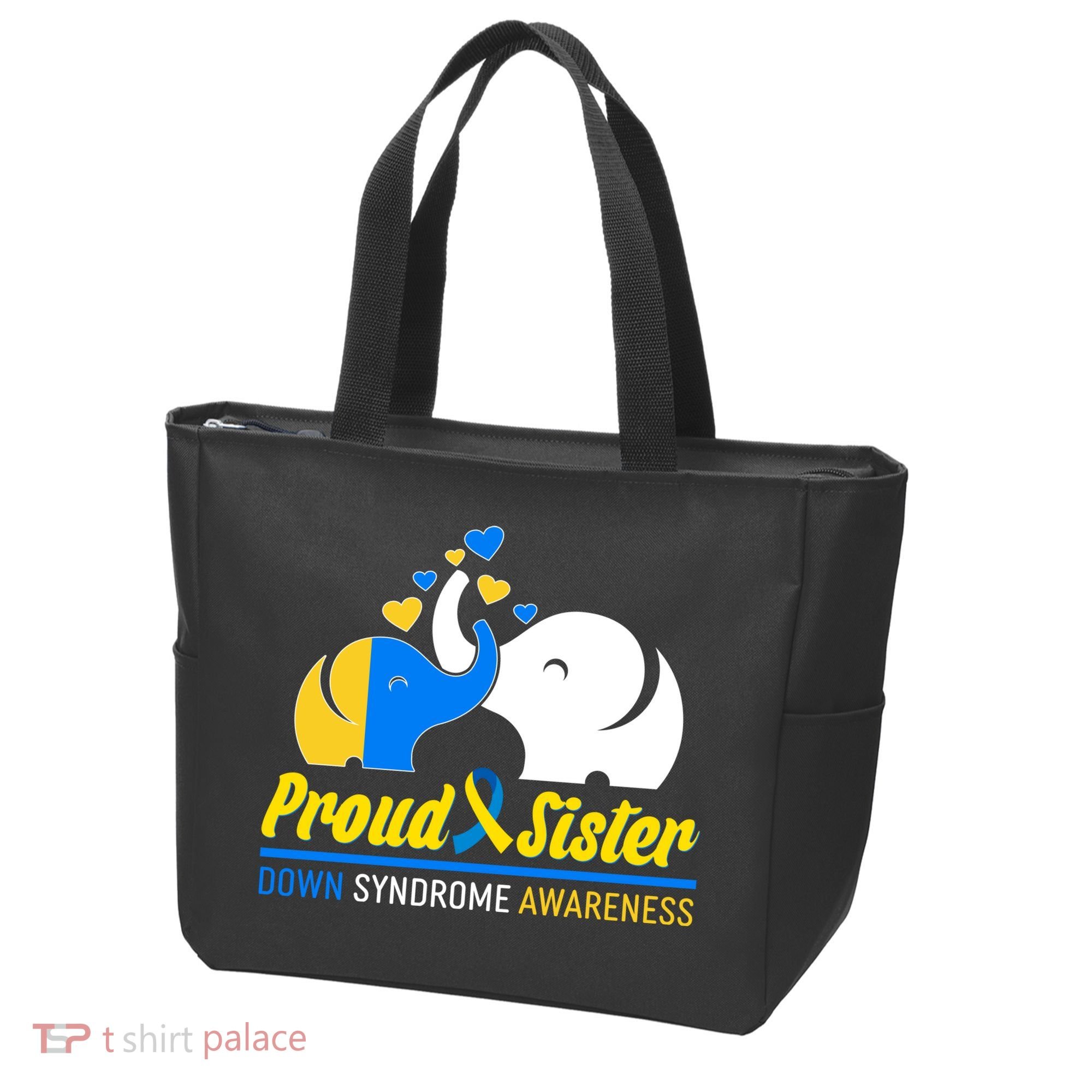 Proud Sister Down Syndrome Awareness Elephants Tote Bag