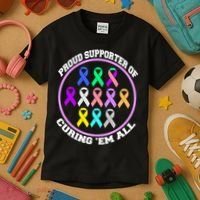 Proud Supporter Of Curing Them All Kids T-Shirt thumb 3