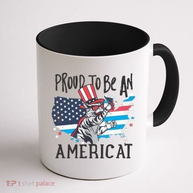 Proud To Be an Americat Cat Coffee Mug back