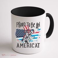 Proud To Be an Americat Cat Coffee Mug thumb 1