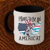Proud To Be an Americat Cat Coffee Mug thumb 2