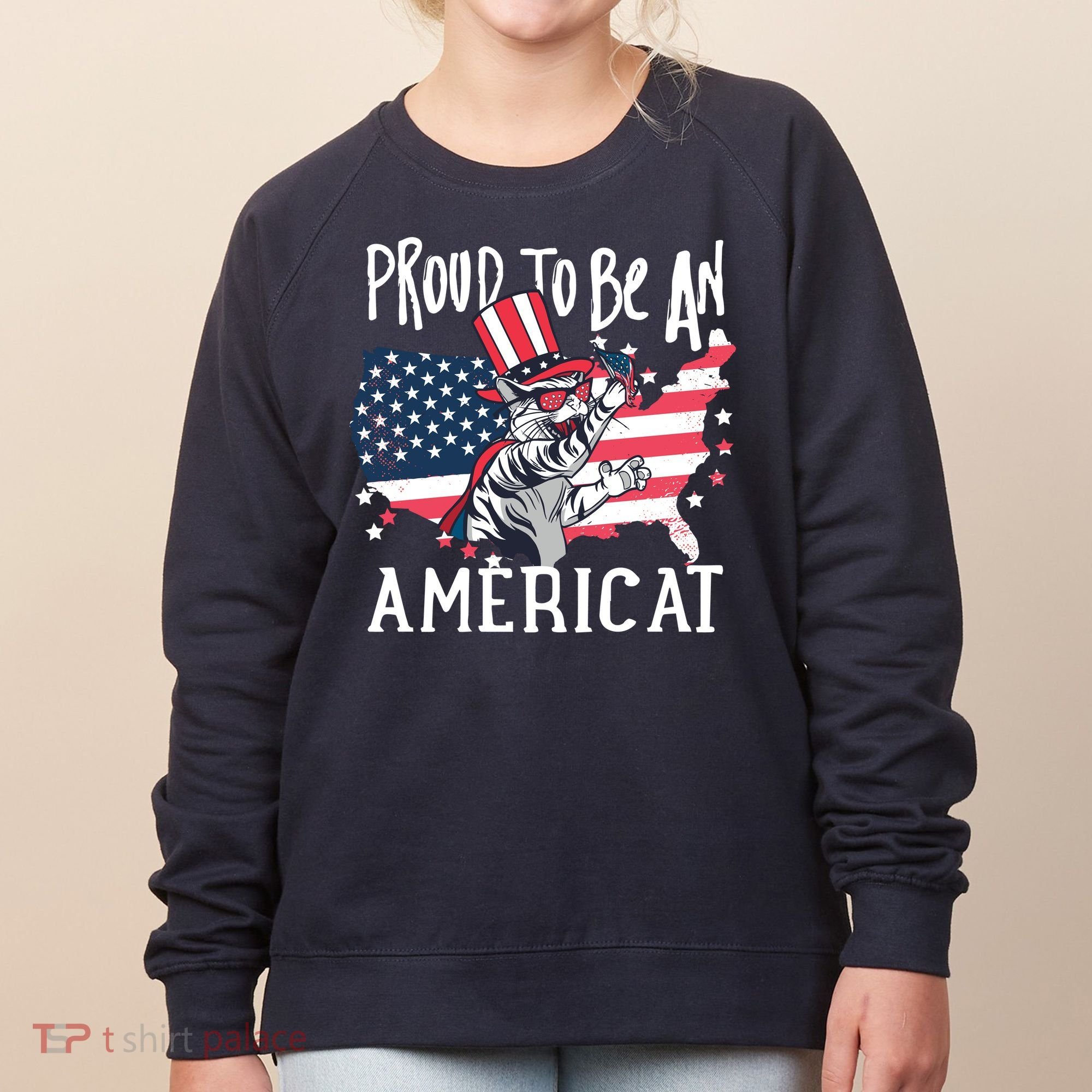 Proud To Be an Americat Cat Women's Sweatshirt