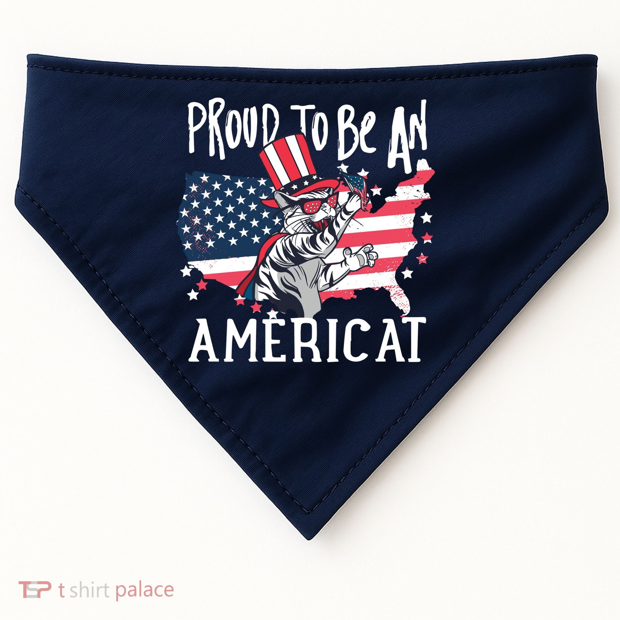 Proud To Be an Americat Cat USA-Made Doggie Bandana