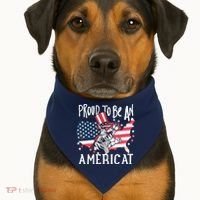 Proud To Be an Americat Cat USA-Made Doggie Bandana thumb 1