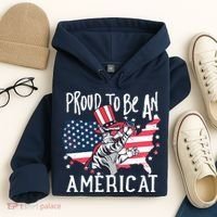 Proud To Be an Americat Cat Hoodie thumb 4