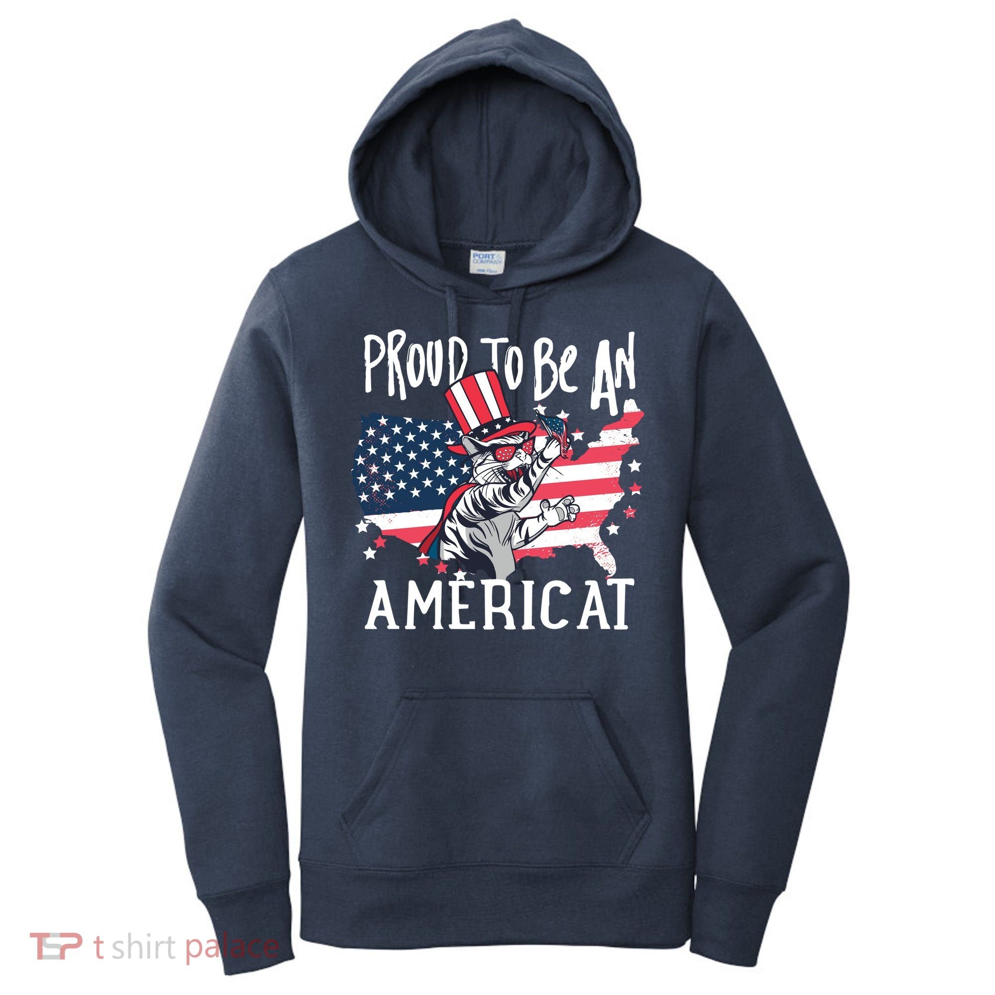 Proud To Be an Americat Cat Women's Hoodie
