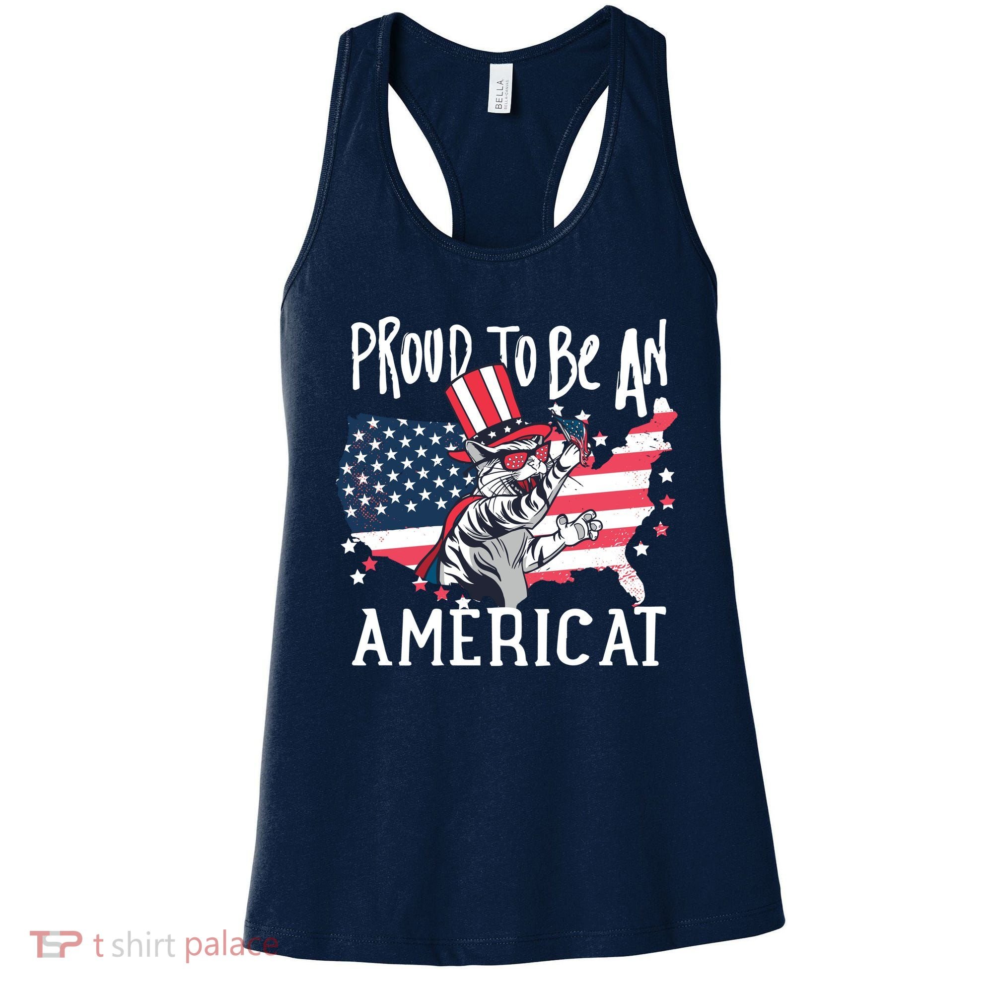 Proud To Be an Americat Cat Women's Tank Top