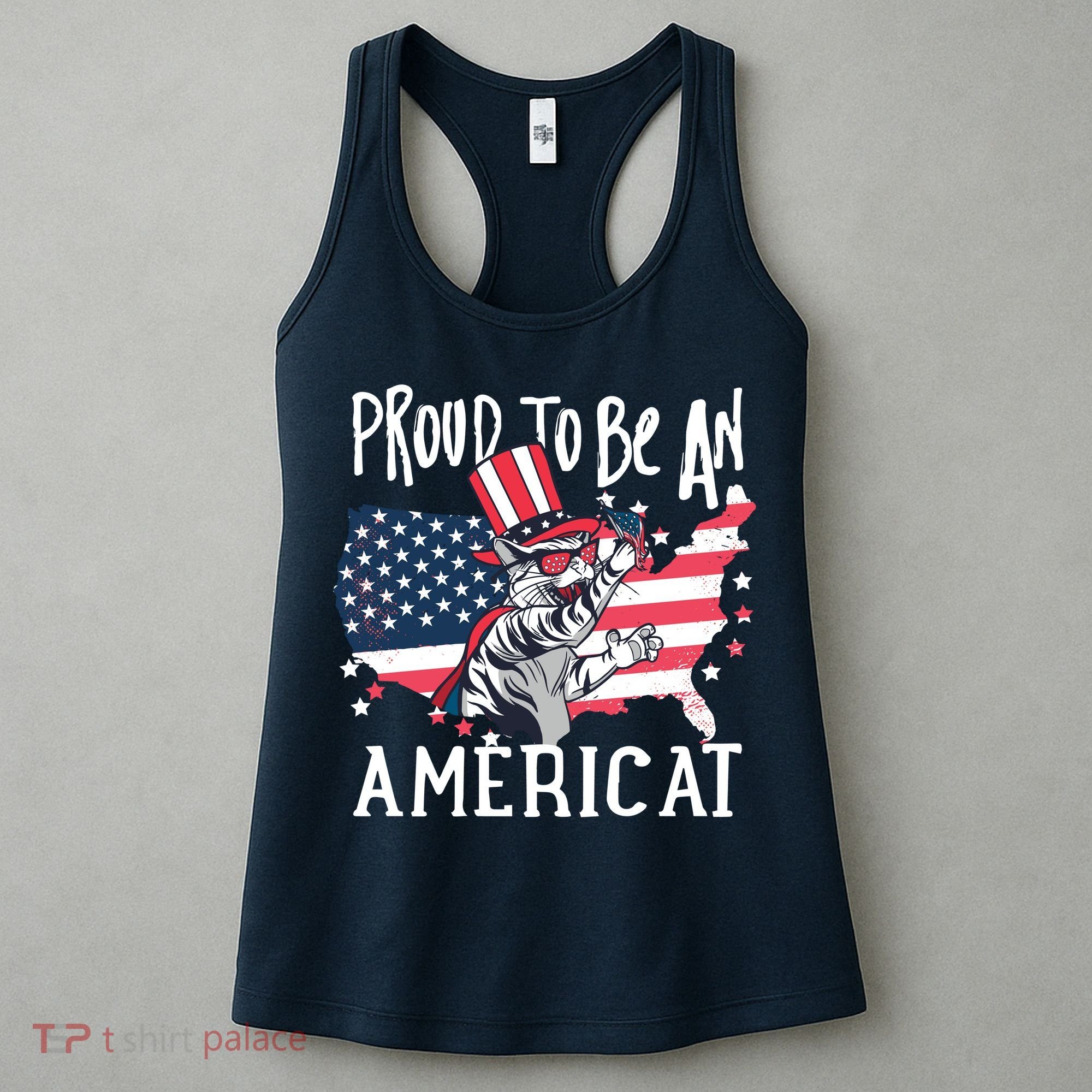 Proud To Be an Americat Cat Women's Tank Top