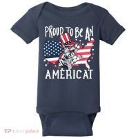 Proud To Be an Americat Cat Baby Bodysuit thumb 0