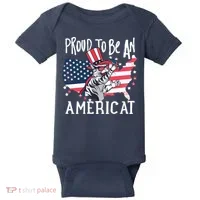 Proud To Be an Americat Cat Baby Bodysuit thumb 0