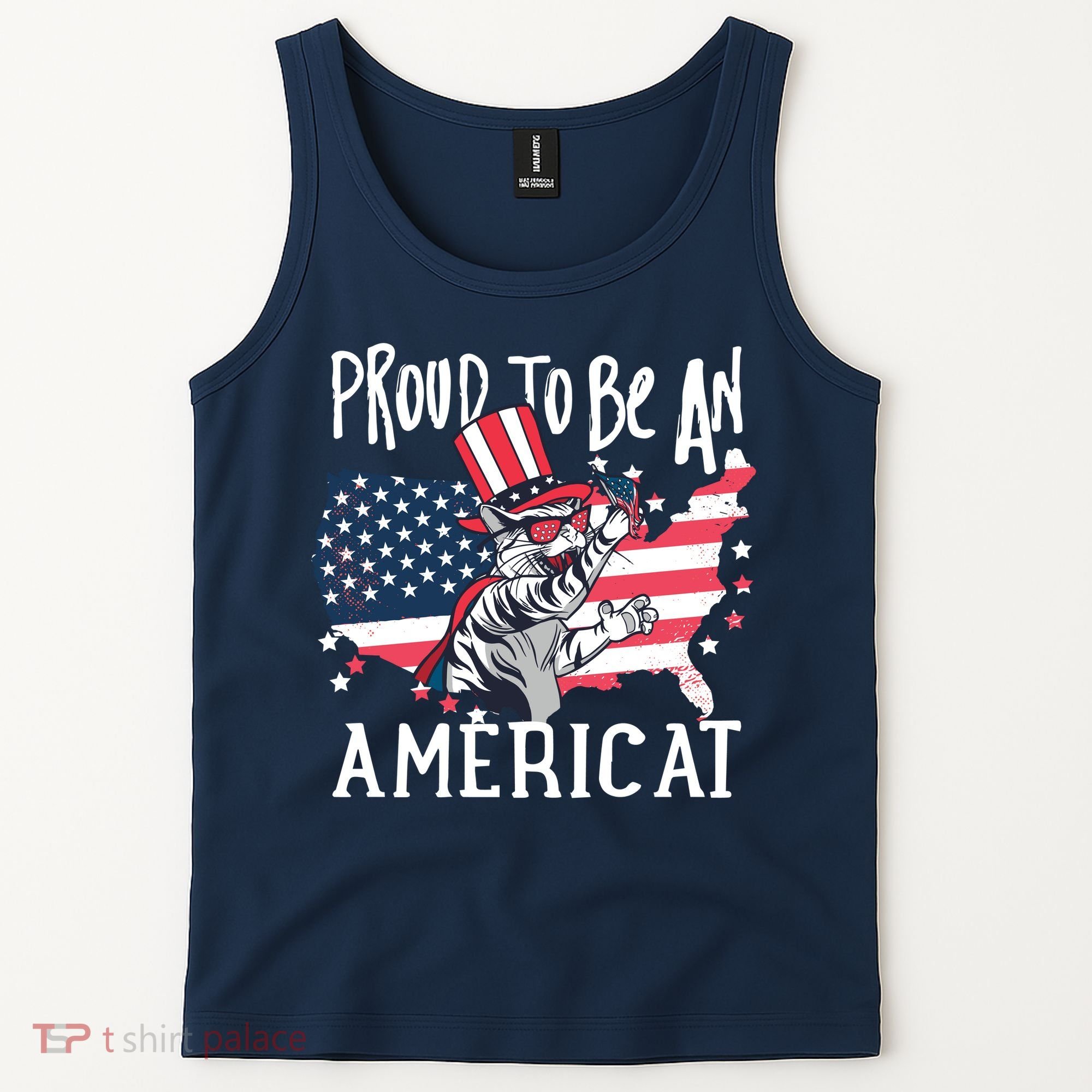 Proud To Be an Americat Cat Tank Top