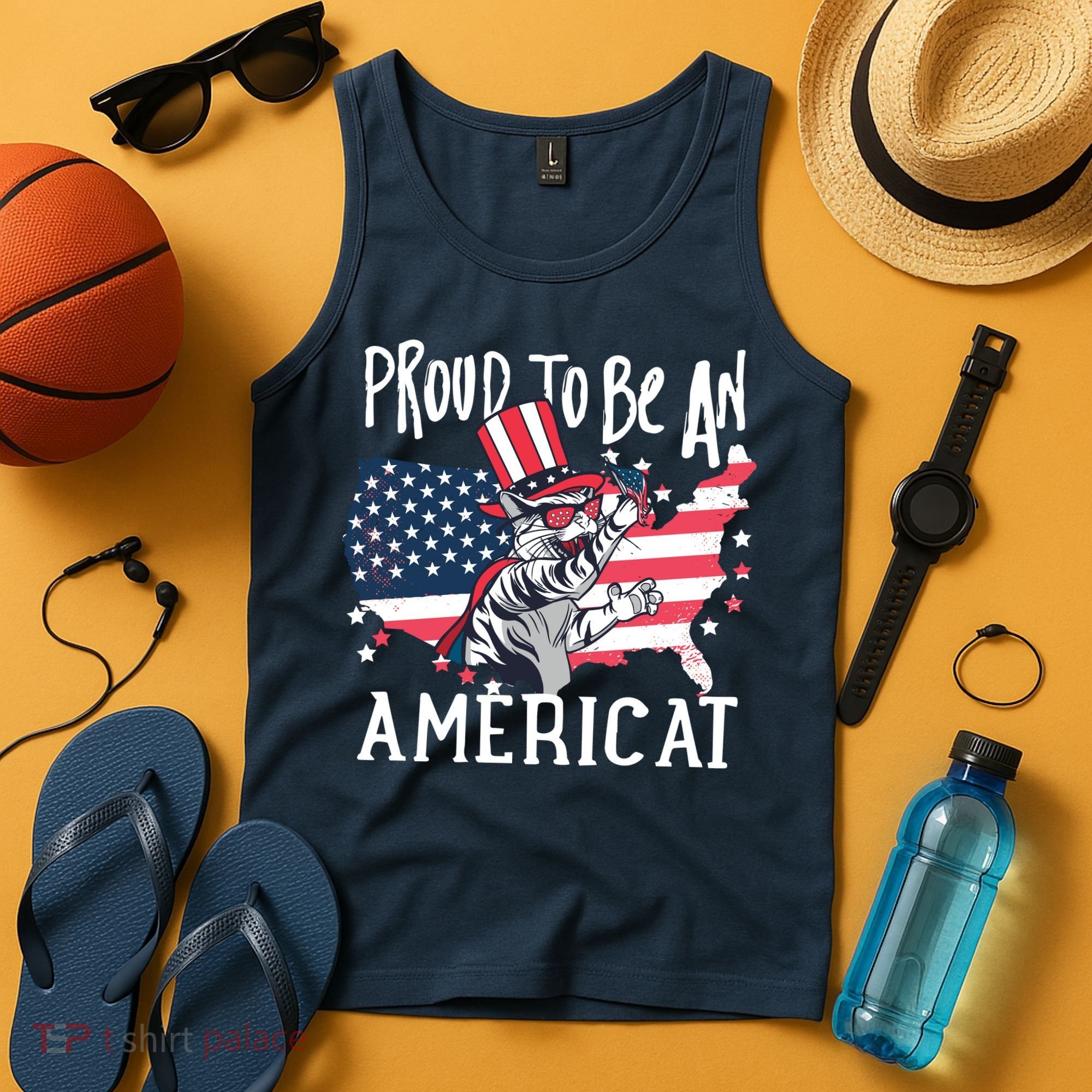 Proud To Be an Americat Cat Tank Top