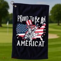 Proud To Be an Americat Cat Golf Towel thumb 1