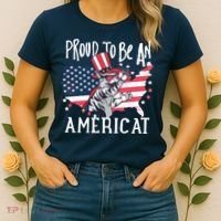 Proud To Be an Americat Cat Women's T-Shirt thumb 2