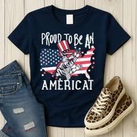 Proud To Be an Americat Cat Women's T-Shirt thumb 3