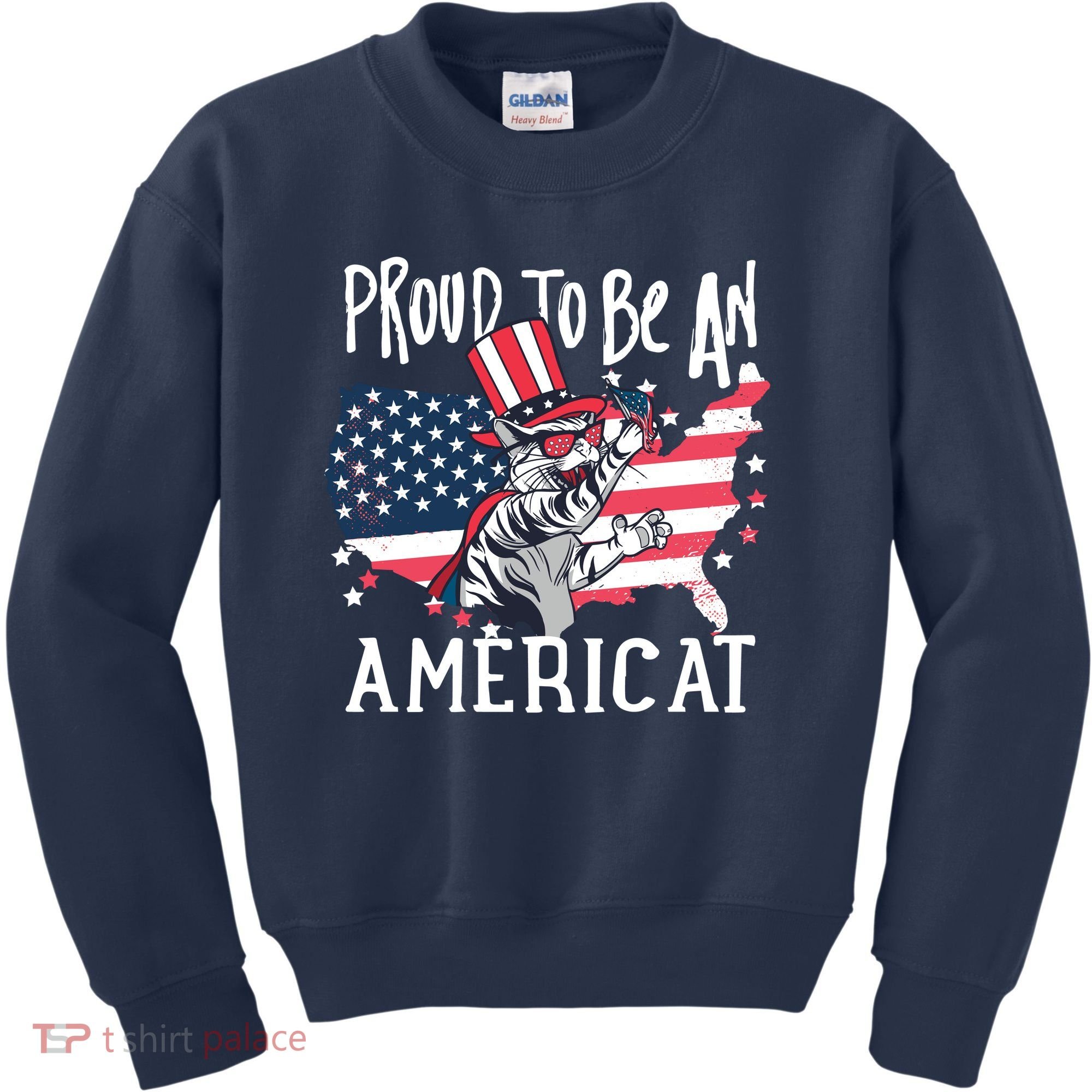 Proud To Be an Americat Cat Kids Sweatshirt