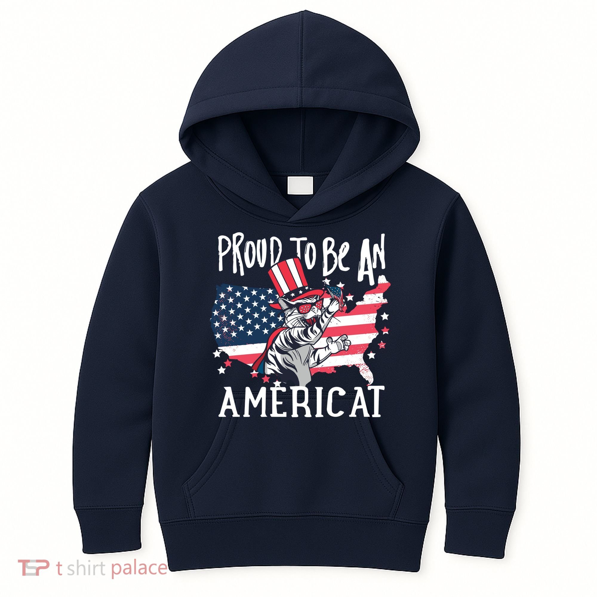 Proud To Be an Americat Cat Kids Hoodie
