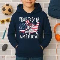 Proud To Be an Americat Cat Kids Hoodie thumb 2