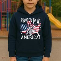 Proud To Be an Americat Cat Kids Hoodie thumb 3