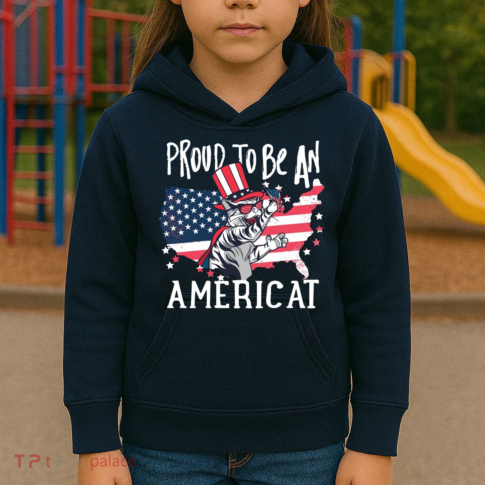 Proud To Be an Americat Cat Kids Hoodie