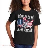 Proud To Be an Americat Cat Kids T-Shirt thumb 2