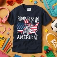Proud To Be an Americat Cat Kids T-Shirt thumb 3