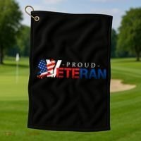 Proud USA Veteran Eagle Golf Towel thumb 1