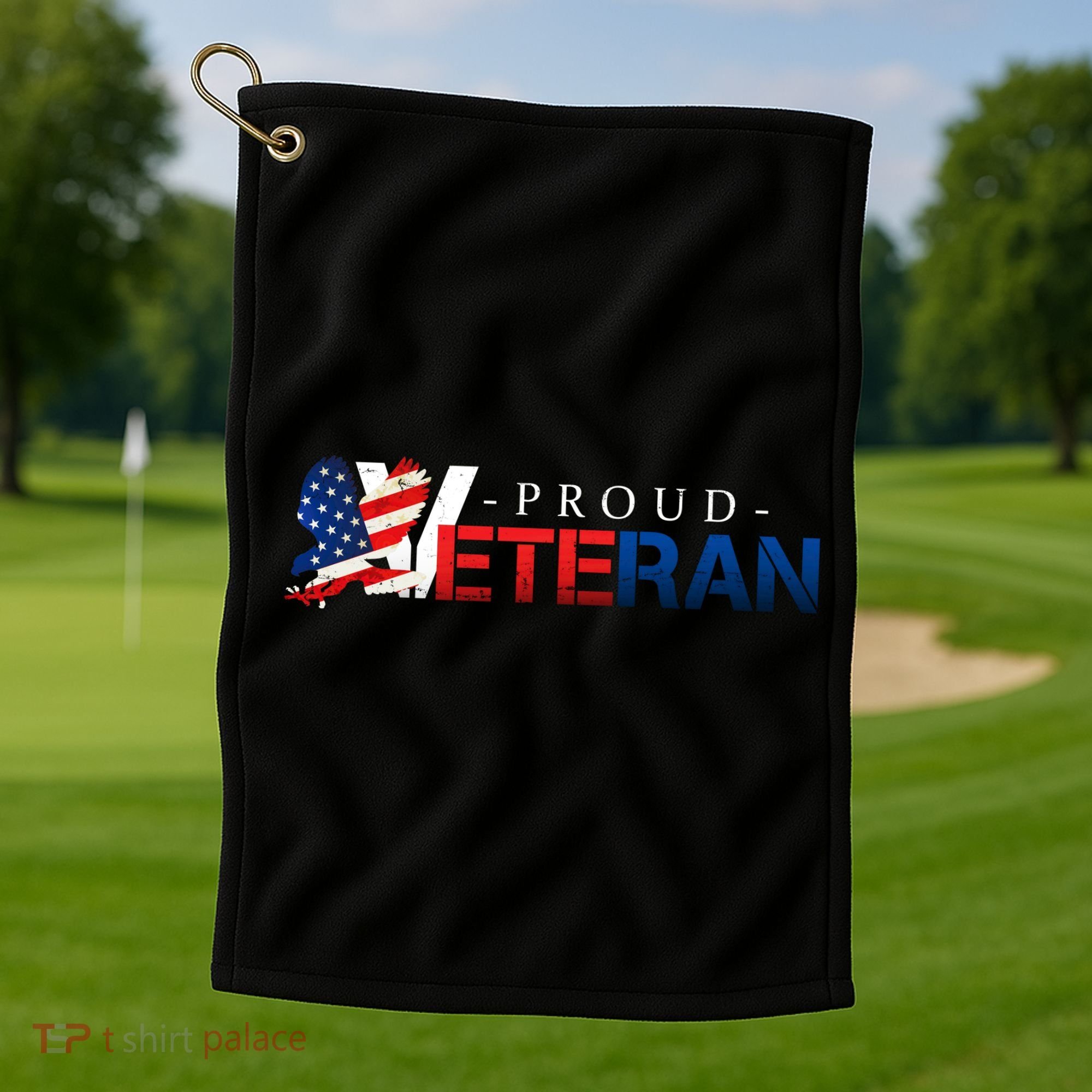 Proud USA Veteran Eagle Golf Towel