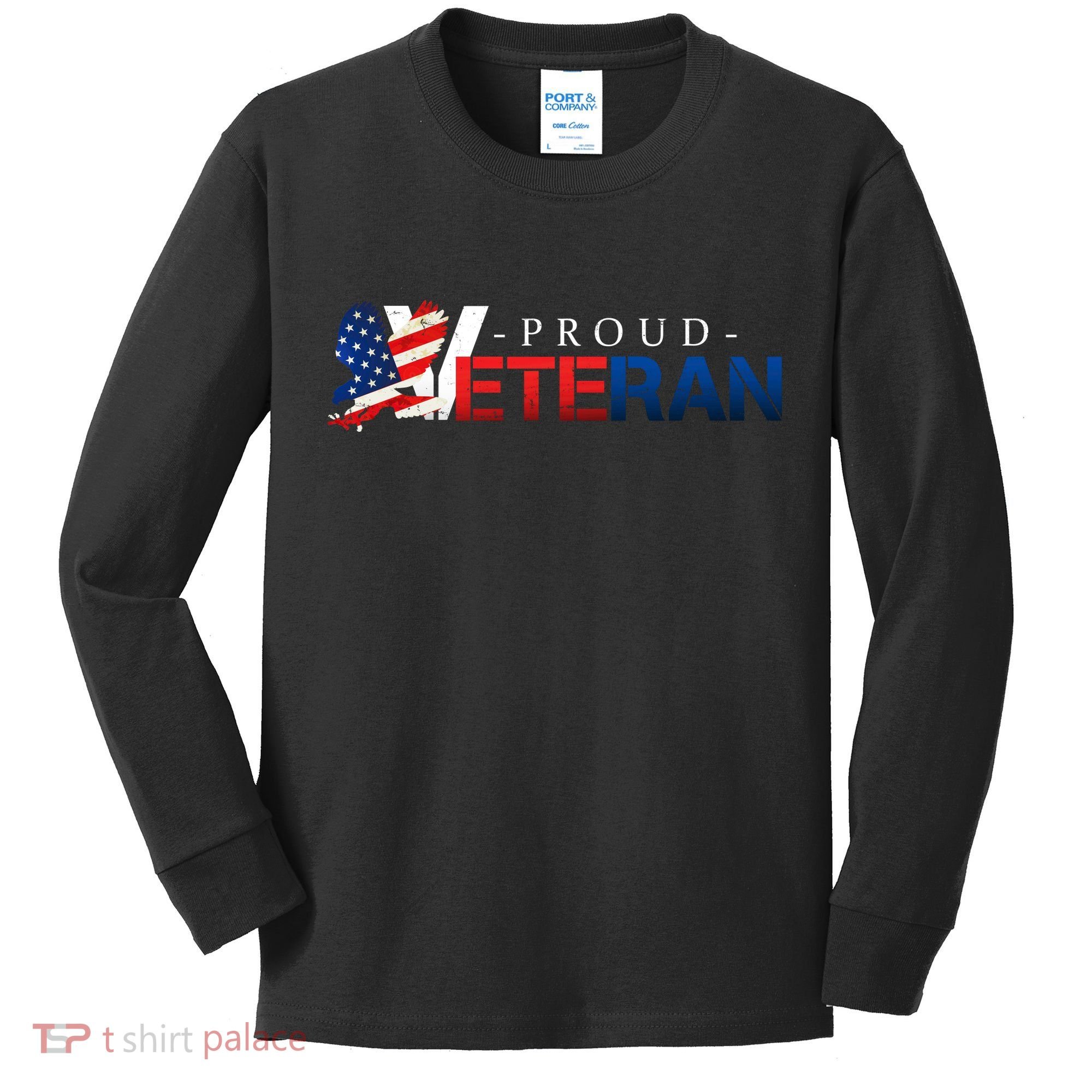 Proud USA Veteran Eagle Kids Long Sleeve Shirt