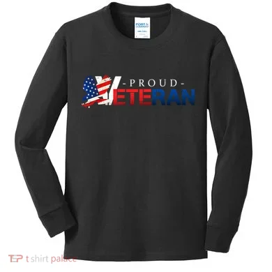 Proud USA Veteran Eagle Kids Long Sleeve Shirt