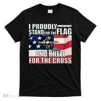Proudly Stand For The Flag And Kneel For The Cross T-Shirt thumb 0