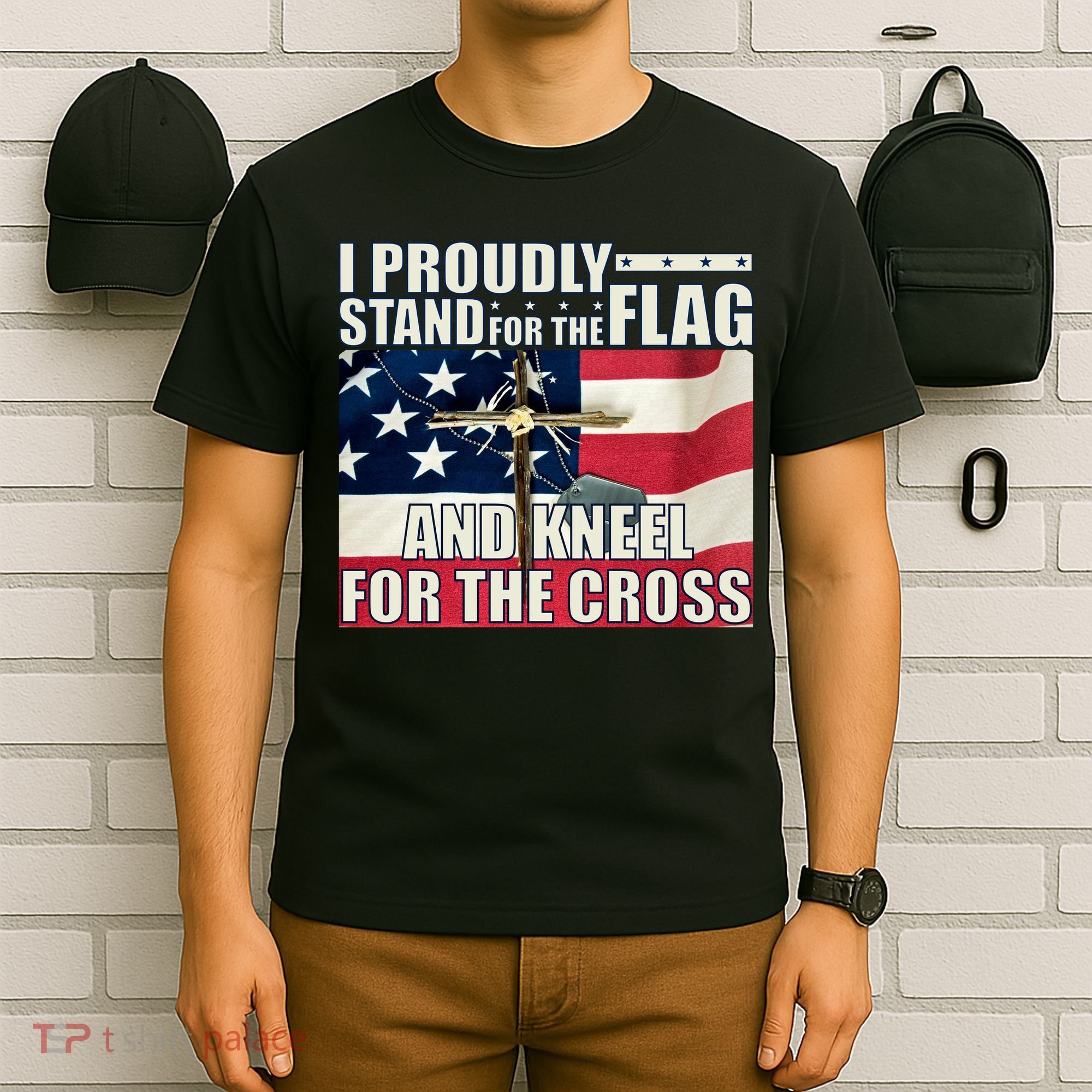 Proudly Stand For The Flag And Kneel For The Cross T-Shirt