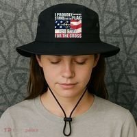 Proudly Stand For The Flag And Kneel For The Cross Bucket Hat thumb 3
