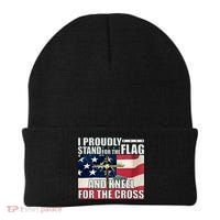 Proudly Stand For The Flag And Kneel For The Cross Beanie thumb 0