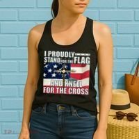 Proudly Stand For The Flag And Kneel For The Cross Women's Tank Top thumb 2