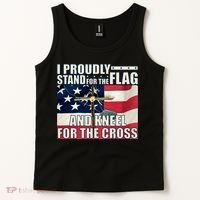 Proudly Stand For The Flag And Kneel For The Cross Tank Top thumb 2