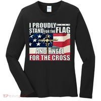 Proudly Stand For The Flag And Kneel For The Cross Women's Long Sleeve Shirt thumb 0