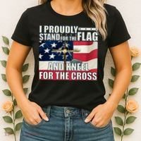 Proudly Stand For The Flag And Kneel For The Cross Women's T-Shirt thumb 2
