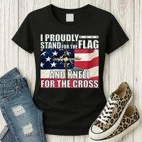 Proudly Stand For The Flag And Kneel For The Cross Women's T-Shirt thumb 3