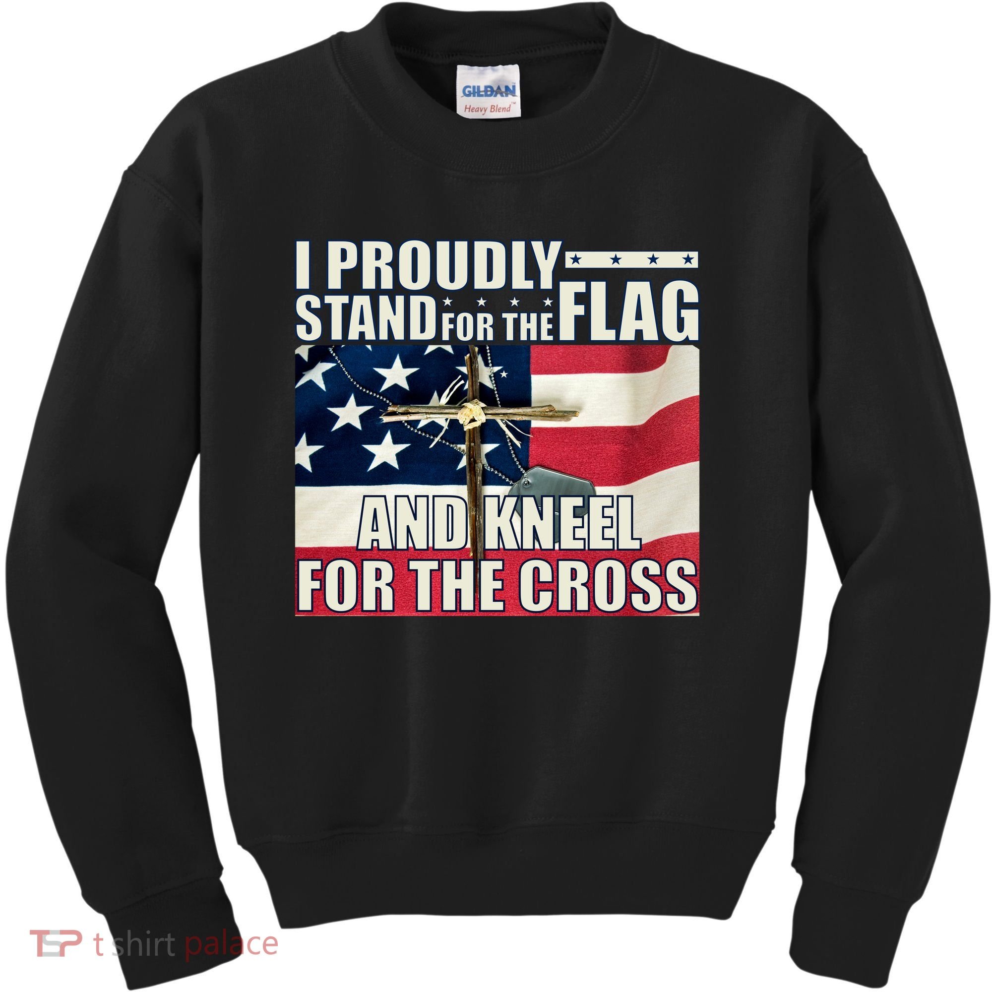 Proudly Stand For The Flag And Kneel For The Cross Kids Sweatshirt