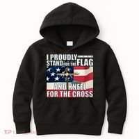 Proudly Stand For The Flag And Kneel For The Cross Kids Hoodie thumb 0