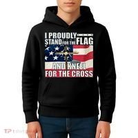 Proudly Stand For The Flag And Kneel For The Cross Kids Hoodie thumb 4