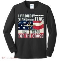 Proudly Stand For The Flag And Kneel For The Cross Kids Long Sleeve Shirt thumb 0