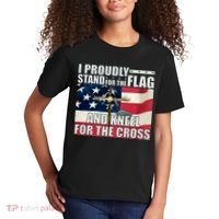 Proudly Stand For The Flag And Kneel For The Cross Kids T-Shirt thumb 2