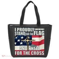 Proudly Stand For The Flag And Kneel For The Cross Tote Bag thumb 0