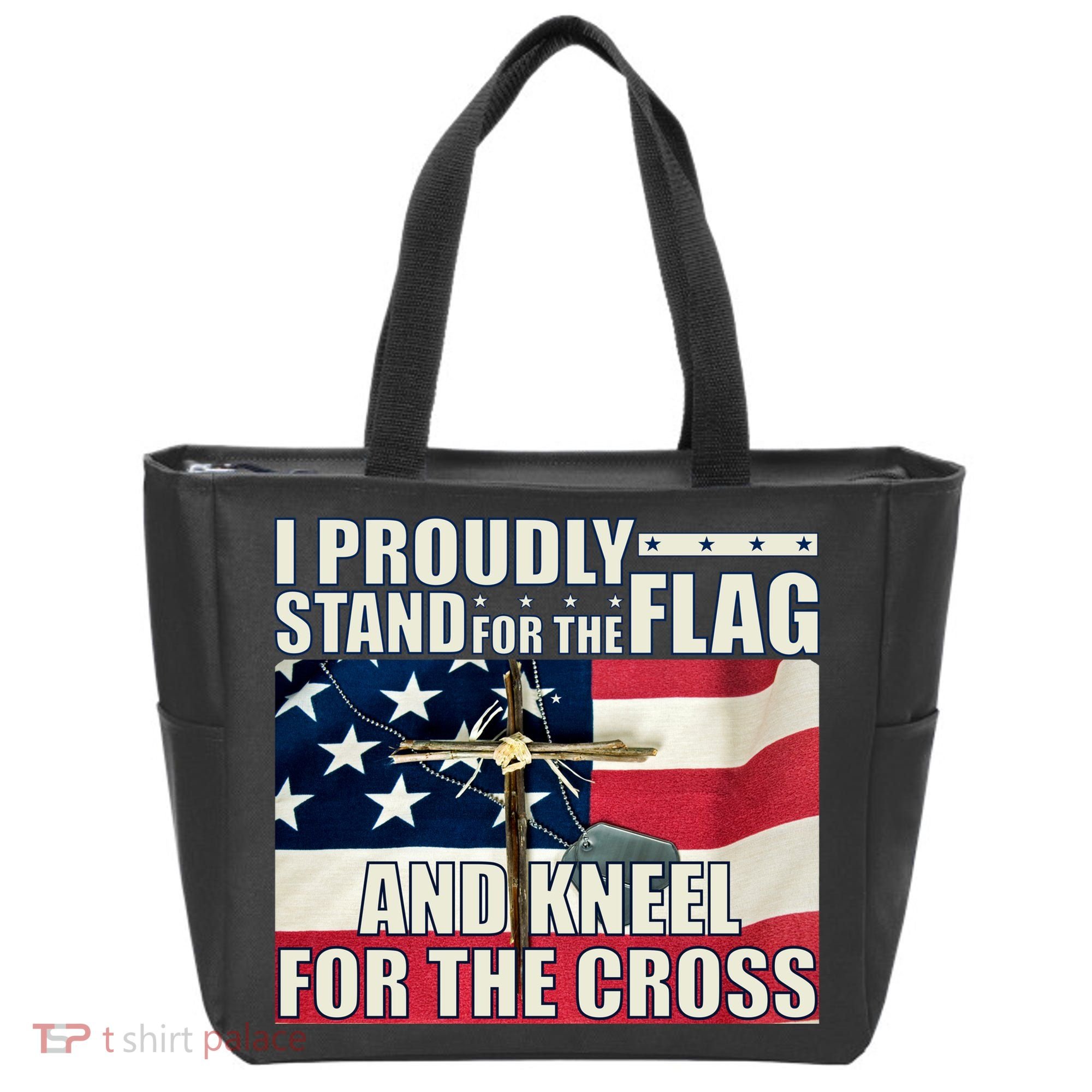 Proudly Stand For The Flag And Kneel For The Cross Tote Bag