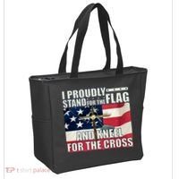 Proudly Stand For The Flag And Kneel For The Cross Tote Bag thumb 2